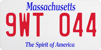 MA license plate 9WT044