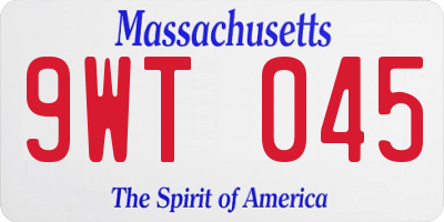MA license plate 9WT045