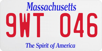 MA license plate 9WT046
