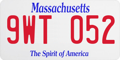 MA license plate 9WT052