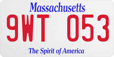 MA license plate 9WT053