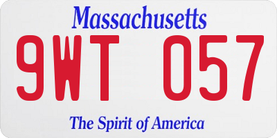 MA license plate 9WT057