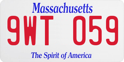 MA license plate 9WT059