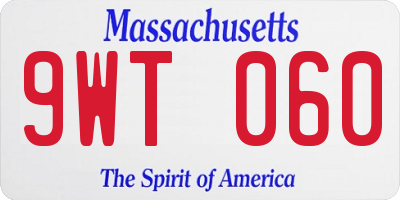 MA license plate 9WT060