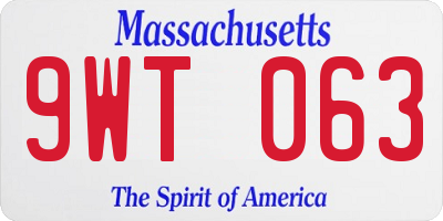 MA license plate 9WT063