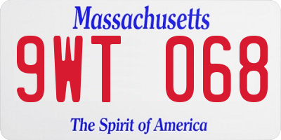 MA license plate 9WT068