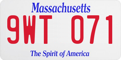 MA license plate 9WT071