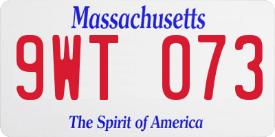 MA license plate 9WT073