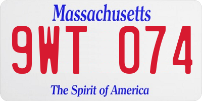 MA license plate 9WT074