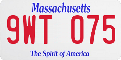 MA license plate 9WT075