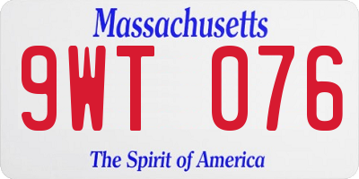 MA license plate 9WT076