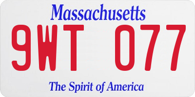 MA license plate 9WT077