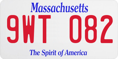 MA license plate 9WT082
