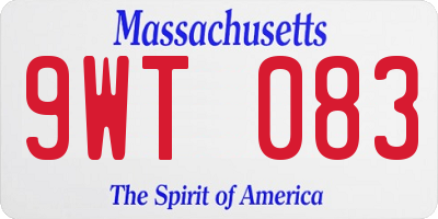 MA license plate 9WT083