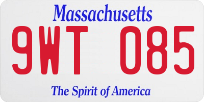 MA license plate 9WT085