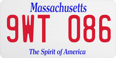 MA license plate 9WT086
