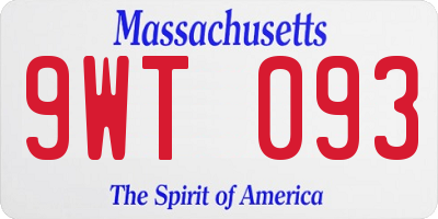 MA license plate 9WT093