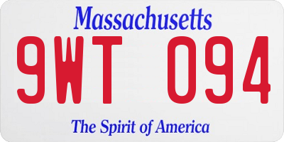 MA license plate 9WT094