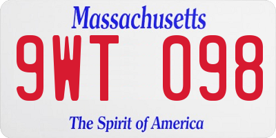 MA license plate 9WT098