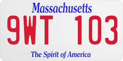 MA license plate 9WT103