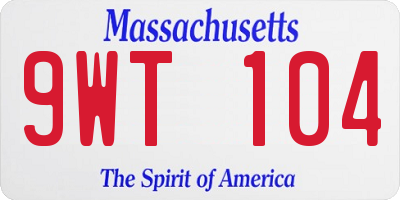 MA license plate 9WT104