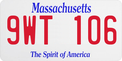 MA license plate 9WT106