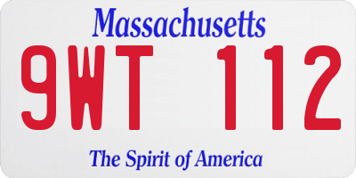 MA license plate 9WT112