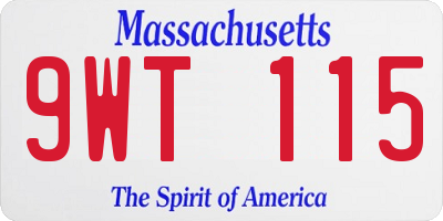 MA license plate 9WT115
