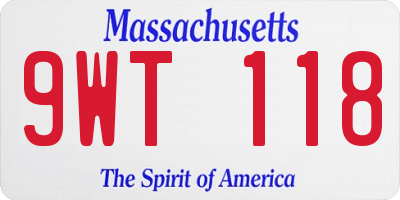 MA license plate 9WT118