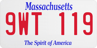 MA license plate 9WT119