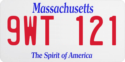 MA license plate 9WT121