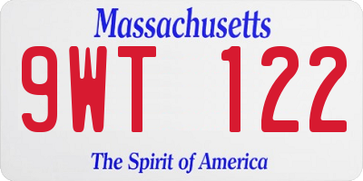 MA license plate 9WT122