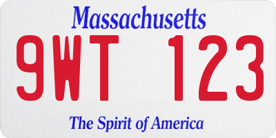 MA license plate 9WT123