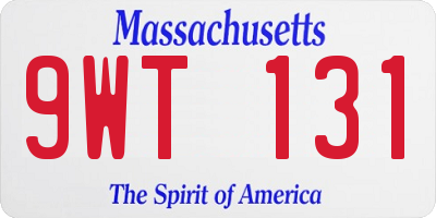 MA license plate 9WT131
