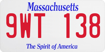 MA license plate 9WT138