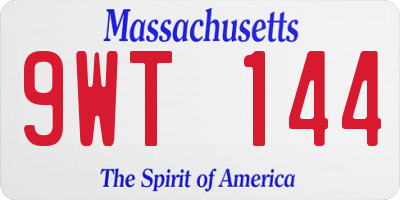 MA license plate 9WT144