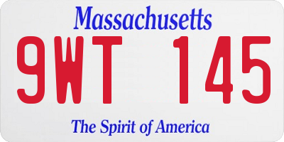 MA license plate 9WT145