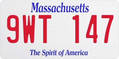 MA license plate 9WT147
