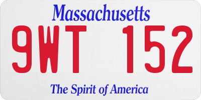 MA license plate 9WT152
