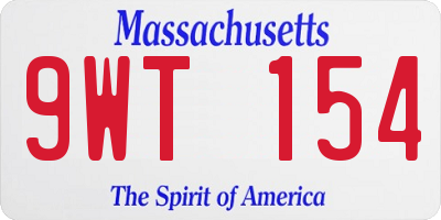 MA license plate 9WT154