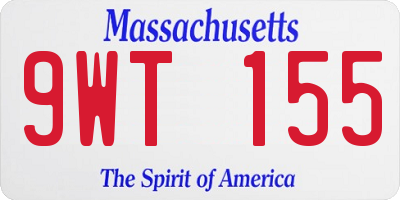 MA license plate 9WT155