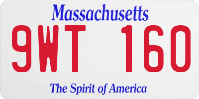 MA license plate 9WT160