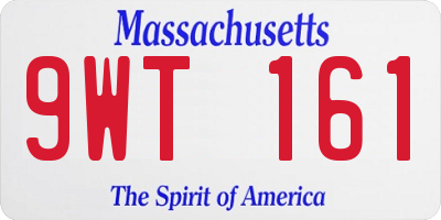 MA license plate 9WT161