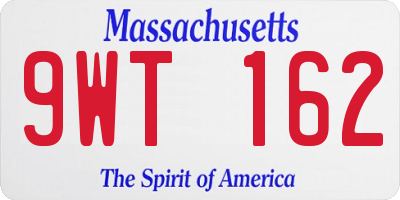 MA license plate 9WT162