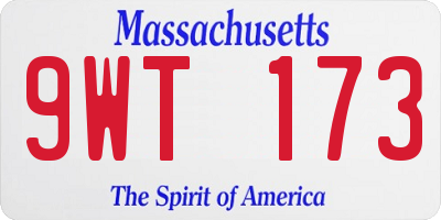 MA license plate 9WT173