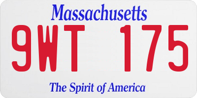 MA license plate 9WT175