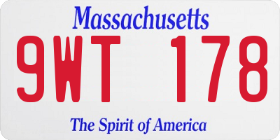 MA license plate 9WT178