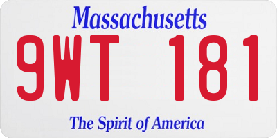 MA license plate 9WT181