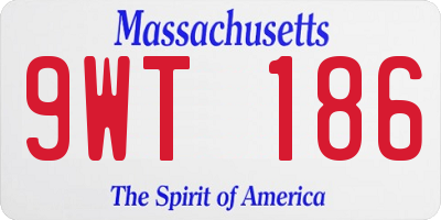 MA license plate 9WT186