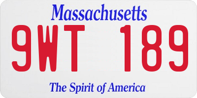 MA license plate 9WT189